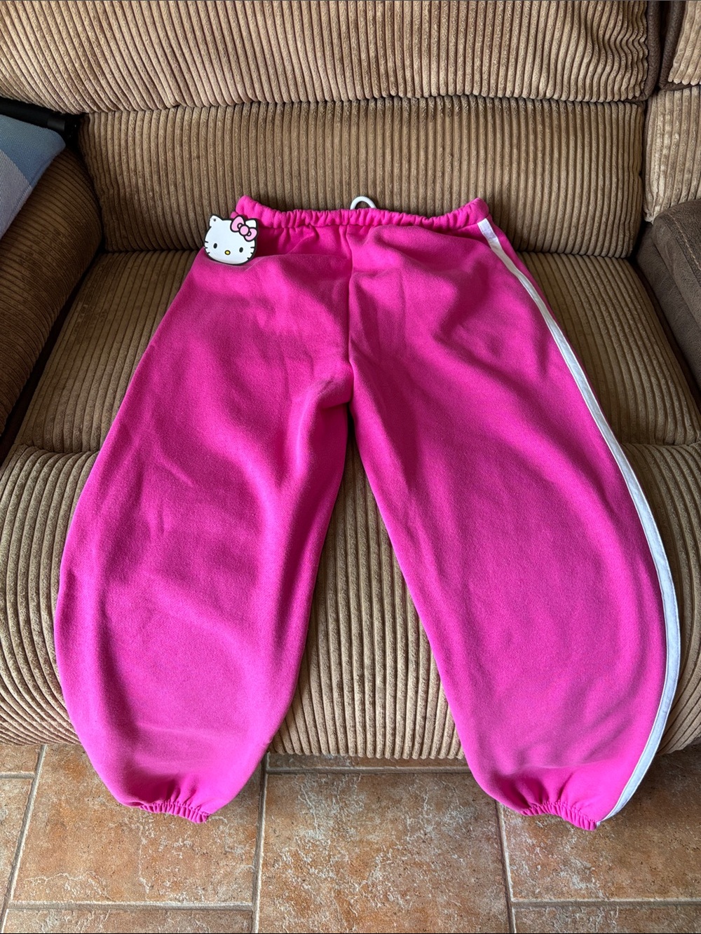 Hello Kitty Hot Pink Fleece Joggers with Blue Trim - Picture 3 of 5